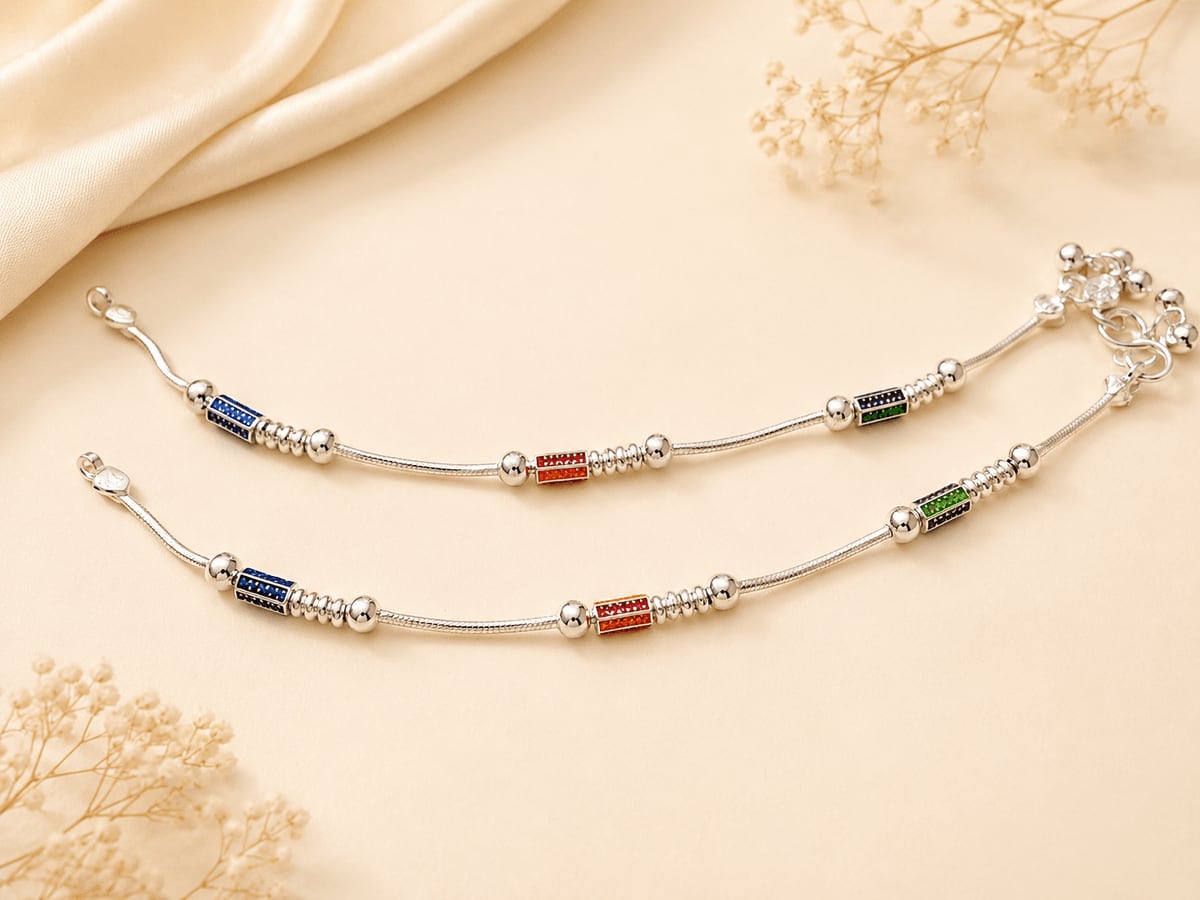 TRICOLOR TUBE BEAD SNAKE CHAIN PAYAL