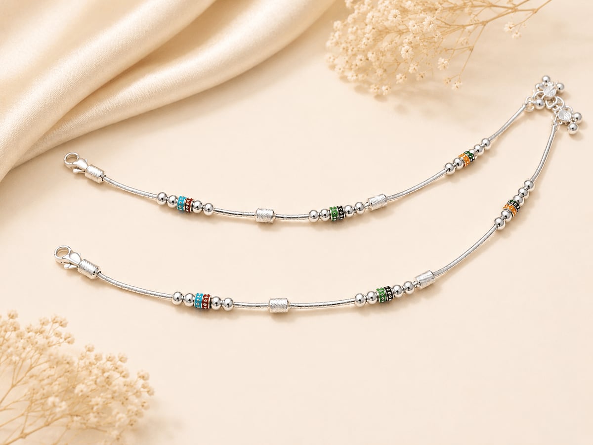 MULTICOLOR DISC BEAD SNAKE CHAIN PAYAL
