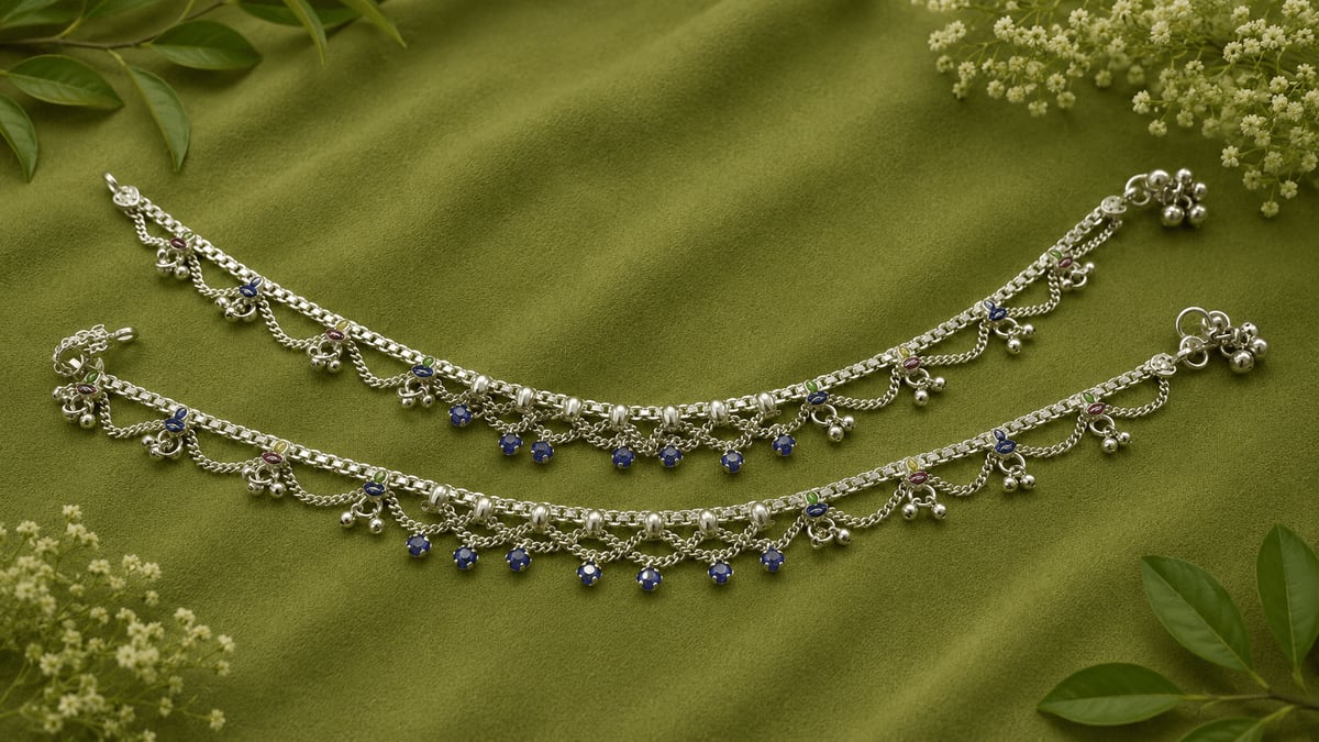 MULTI STRAND BEAD DROP GHUNGROO PAYAL