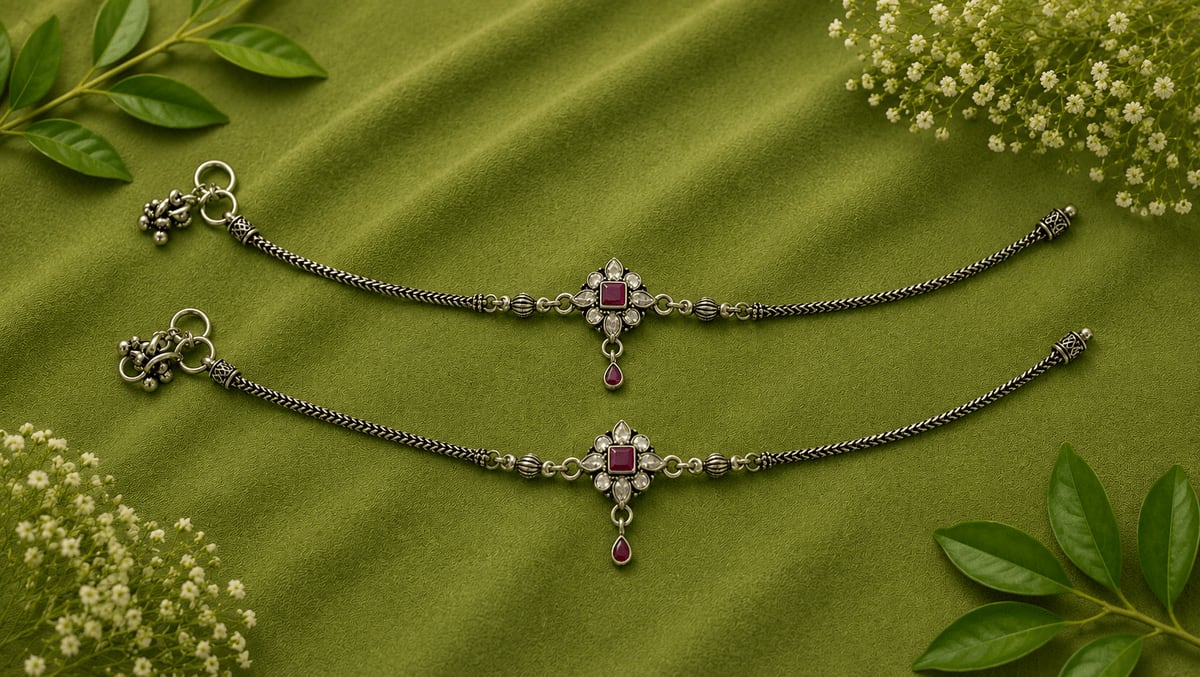 OXIDISED RUBY CZ CROSS PENDANT PAYAL