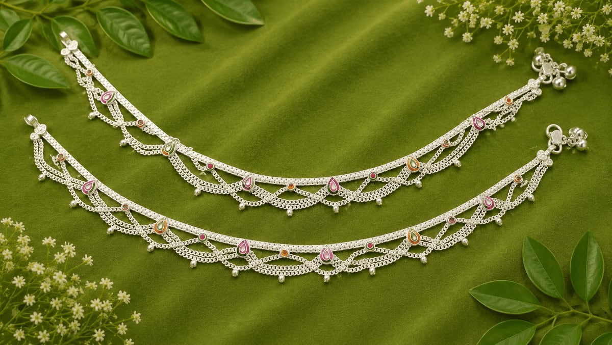 MULTI STRAND PINK TEARDROP STONE PAYAL