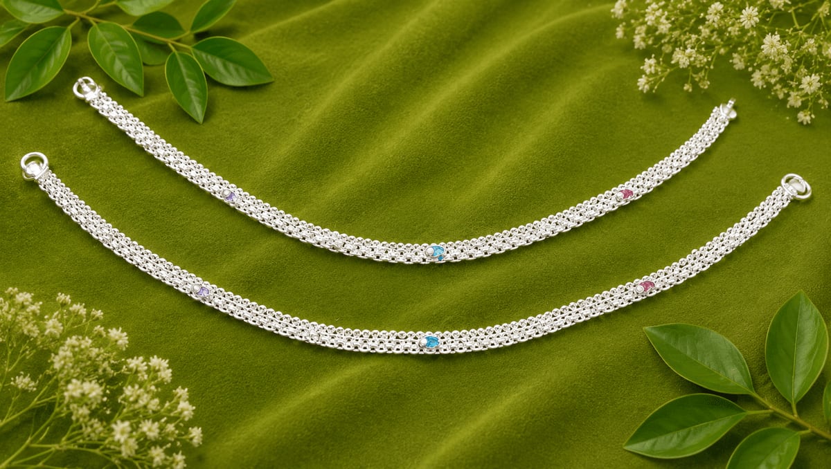 WIDE BOX CHAIN CZ STONE PAYAL