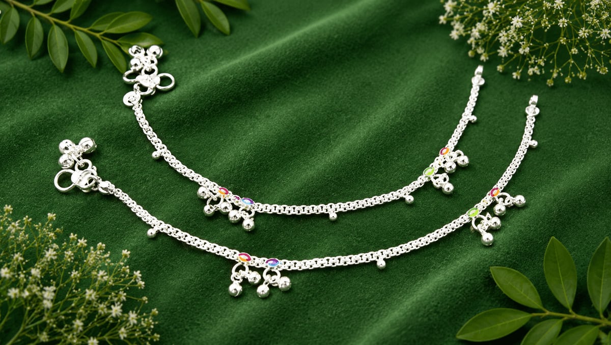 BOX CHAIN ENAMEL DROP GHUNGROO PAYAL