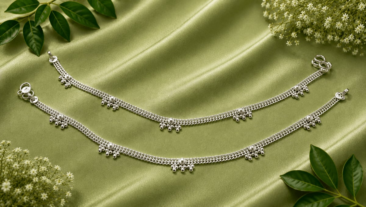 DOUBLE CHAIN GHUNGROO DROP PAYAL