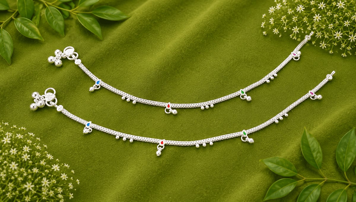 BOX CHAIN STONE CHARM SMALL GHUNGROO PAYAL