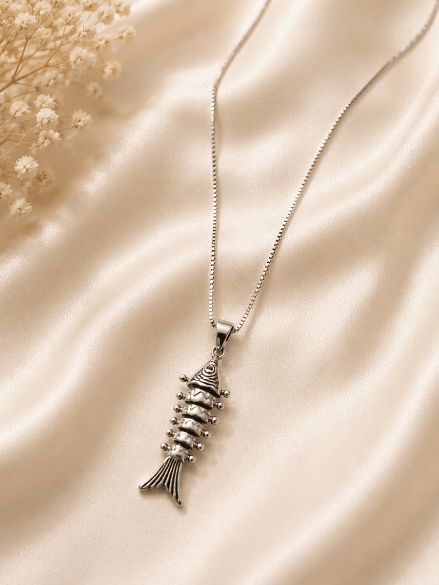 Articulated Fish Skeleton Pendant Chain