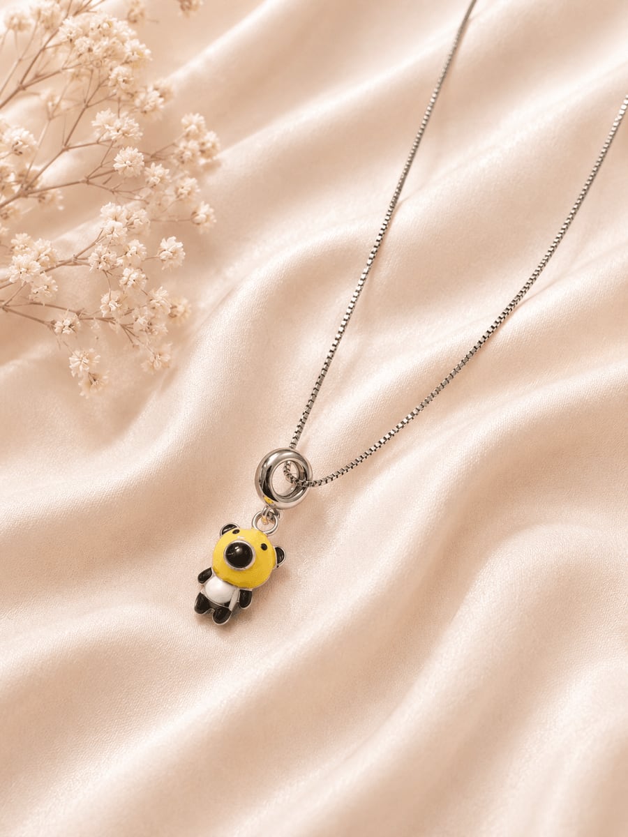 Yellow Panda Enamel Charm Pendant Chain