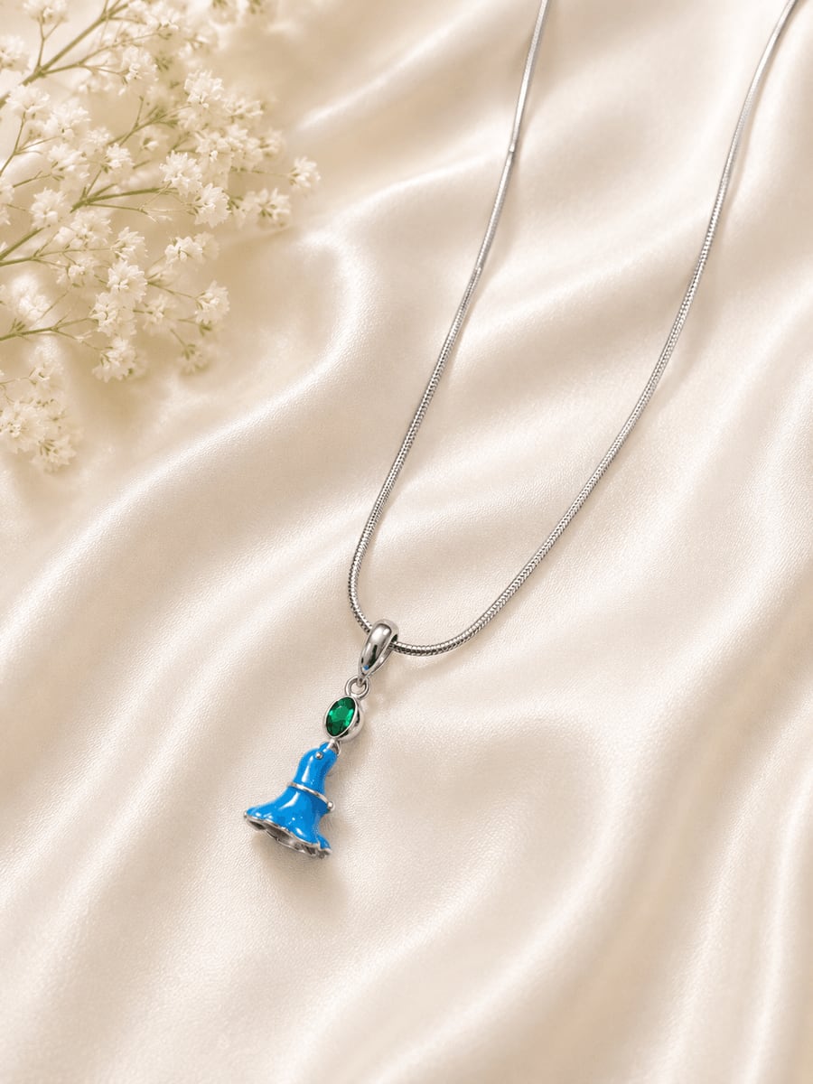 Blue Bell Enamel Pendant Chain