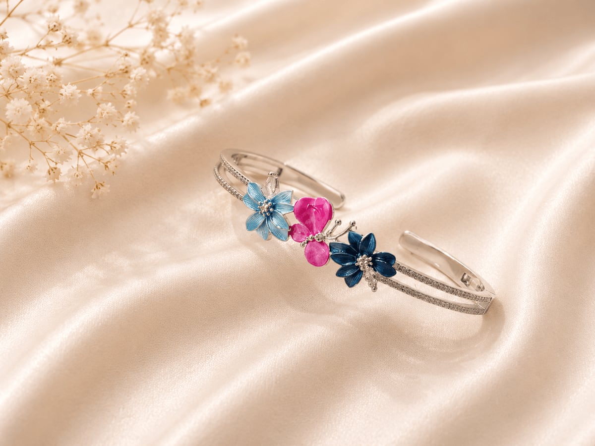 Garden Bloom Floral Enamel Cuff