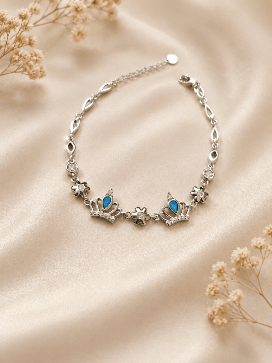 Blue Opal Crown Chain Bracelet