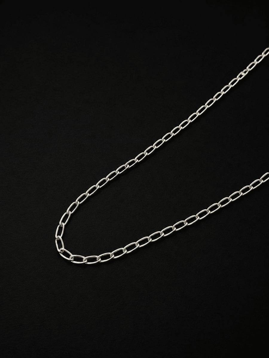 Oval Trace Open Link Silver Chain