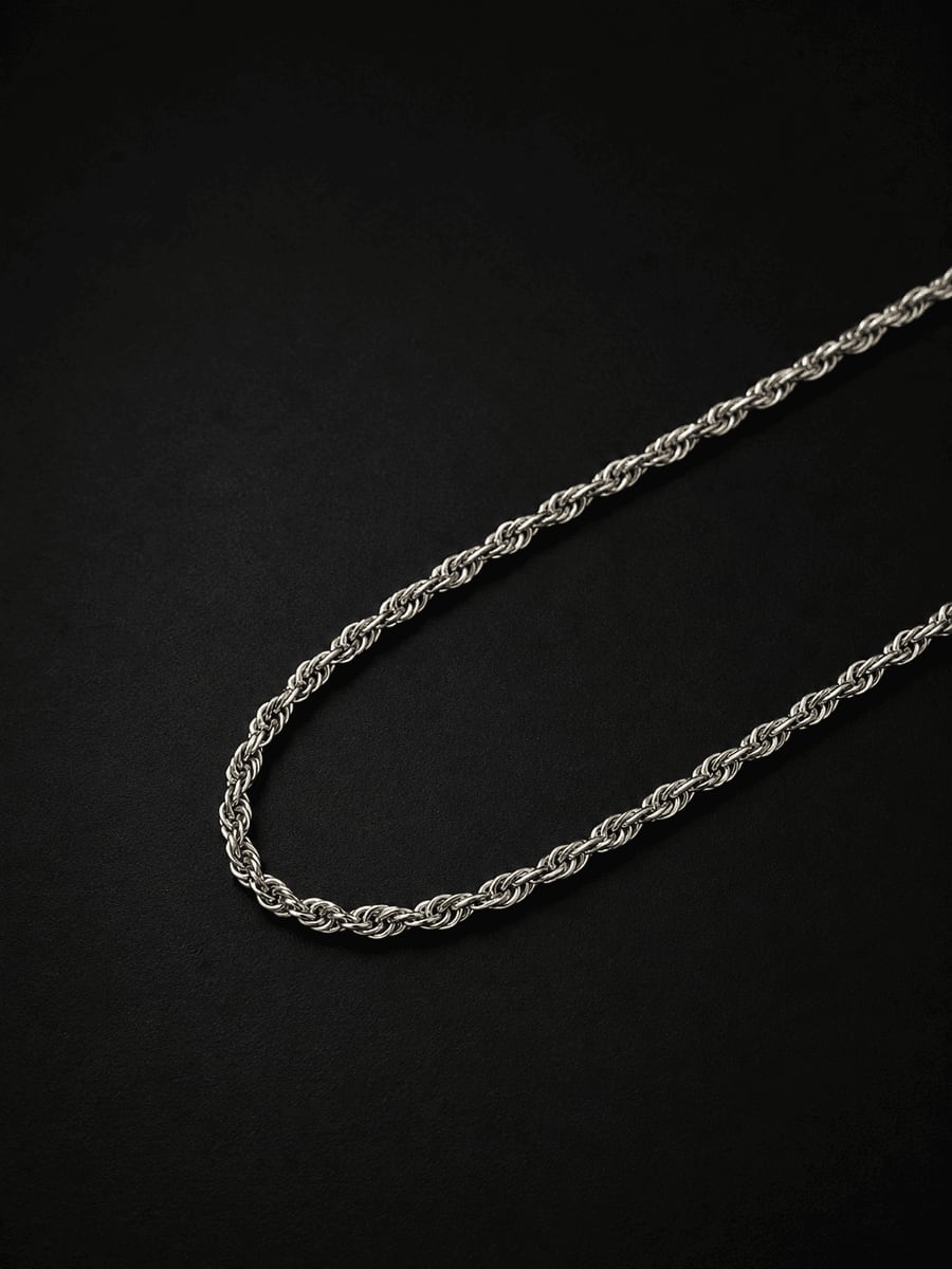 Classic Rope Twist Silver Chain