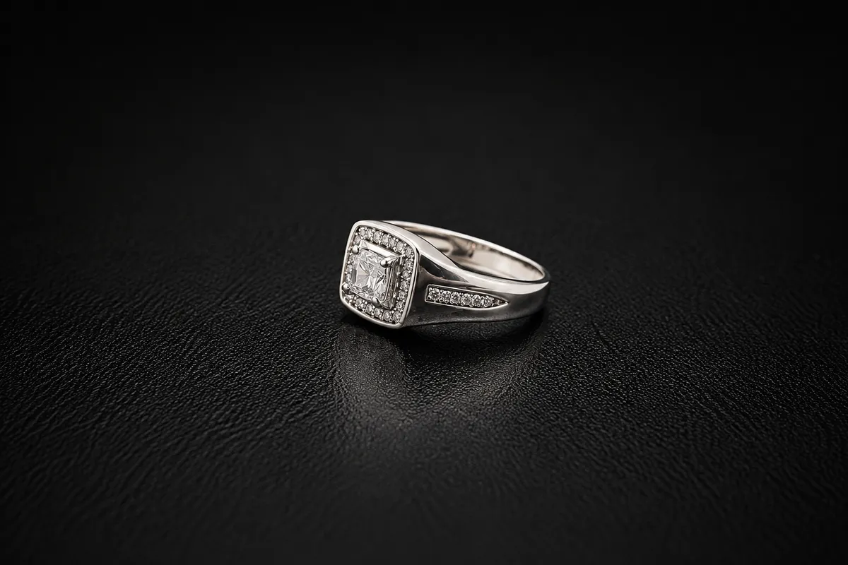 Princess CZ Halo Signet Ring