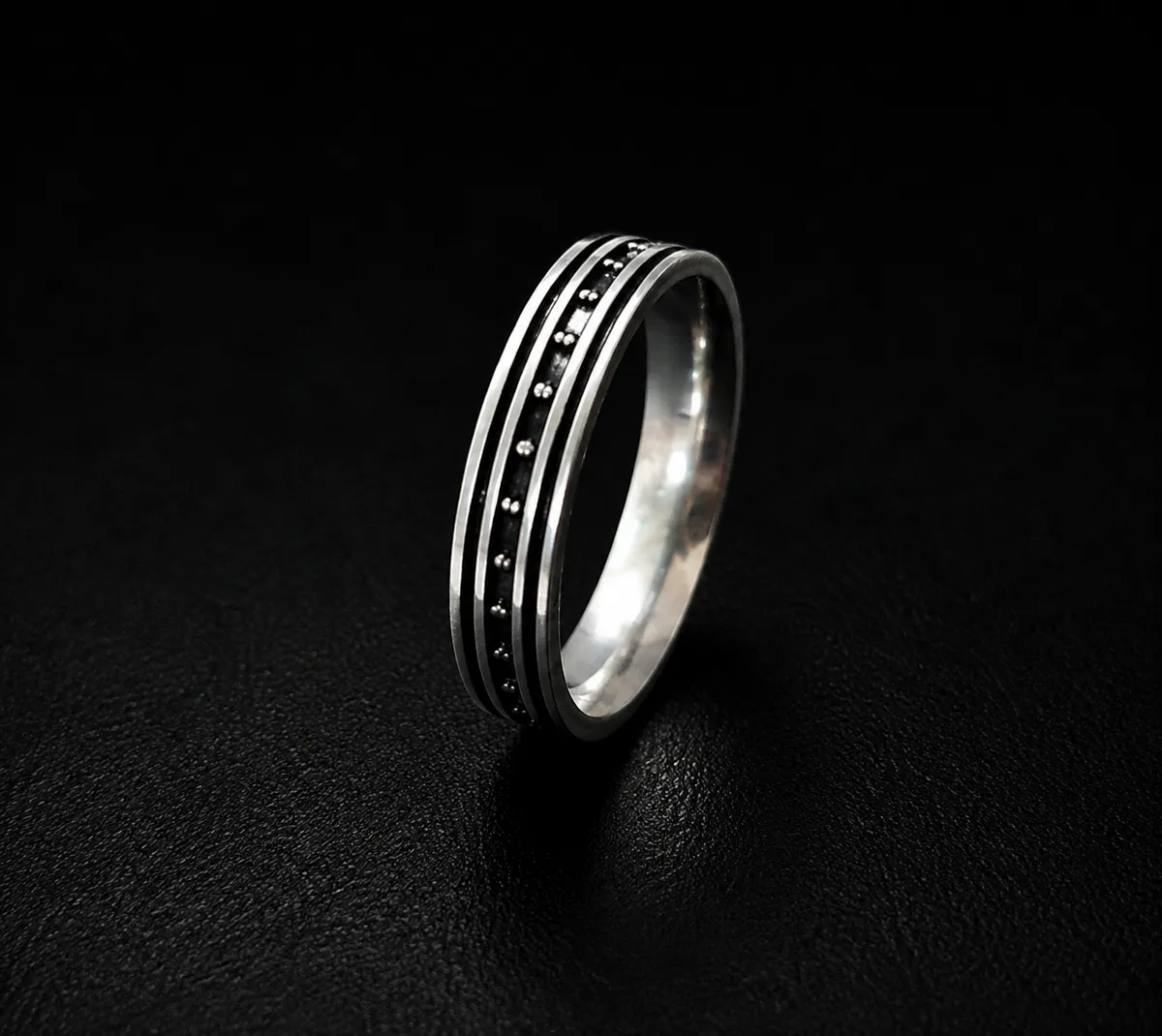 Beaded Double Row Pave Band
