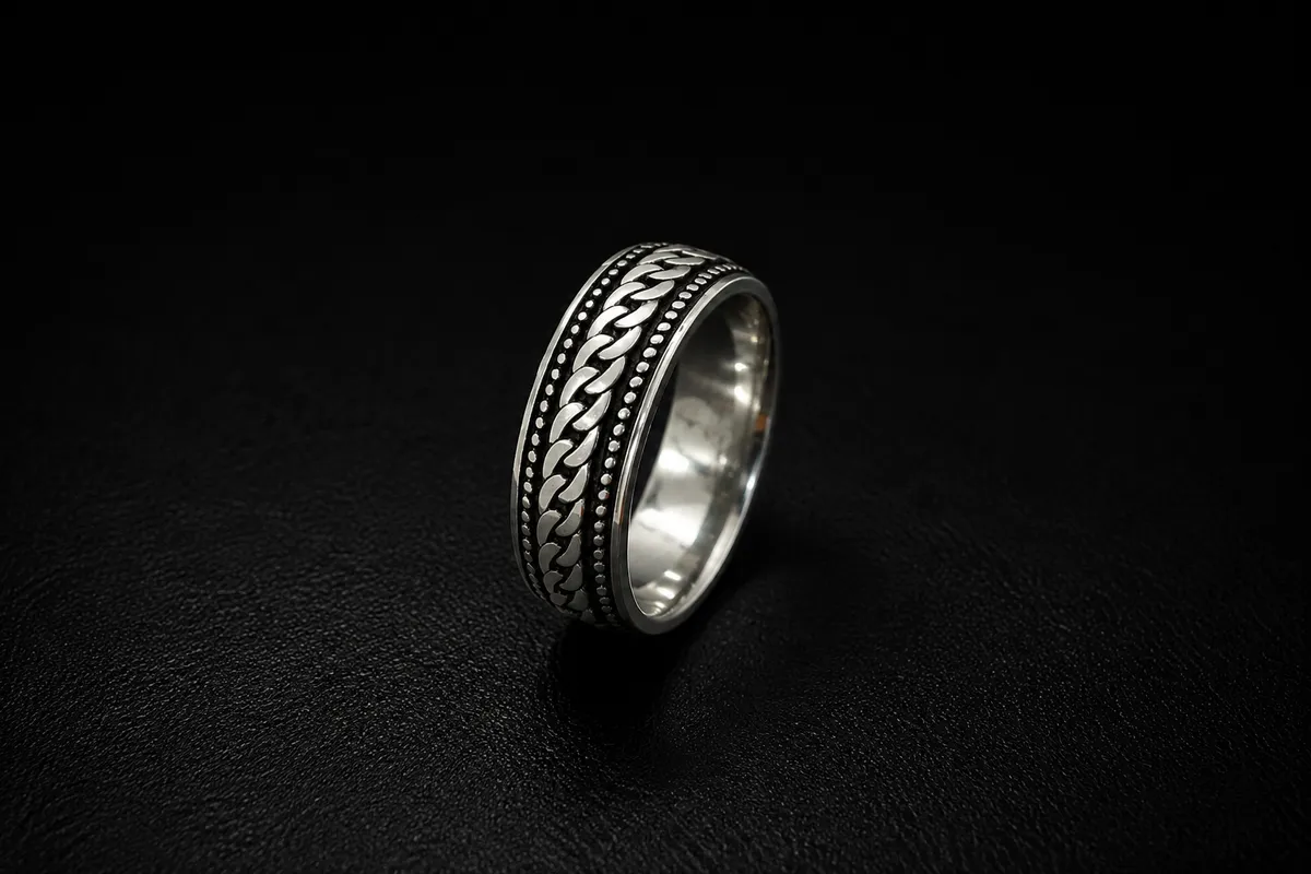 Chain Link Beaded Band Ring