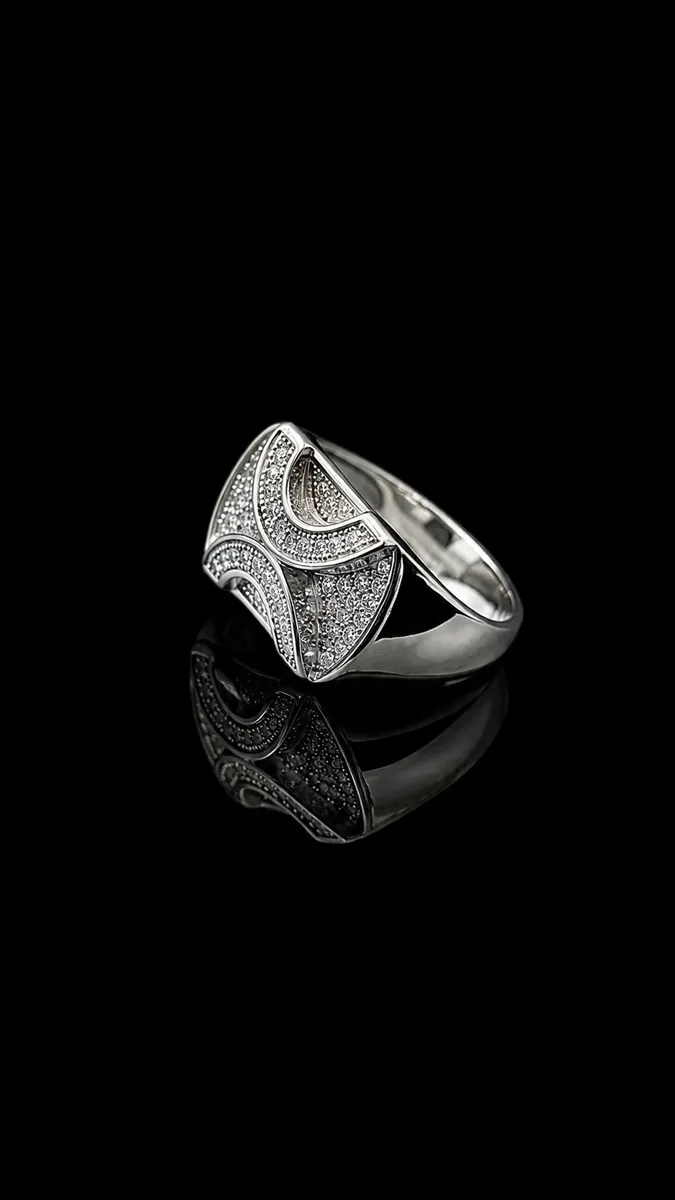 Wave Pave CZ Asymmetric Ring