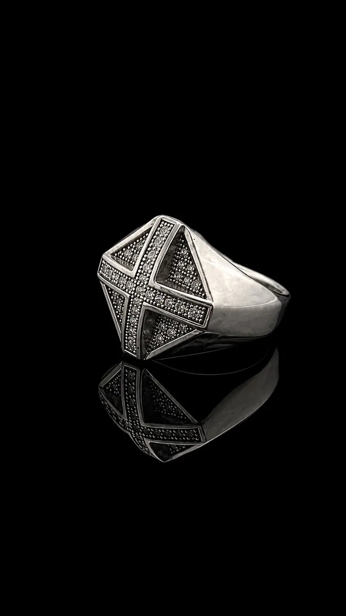Pave CZ Cross Quadrant Ring