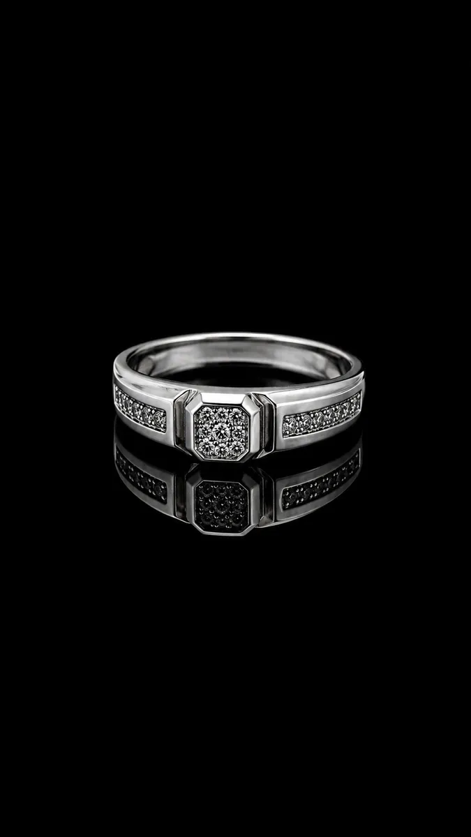 Octagon CZ Cluster Band Ring