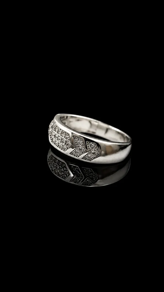 Chevron Pave CZ Band Ring