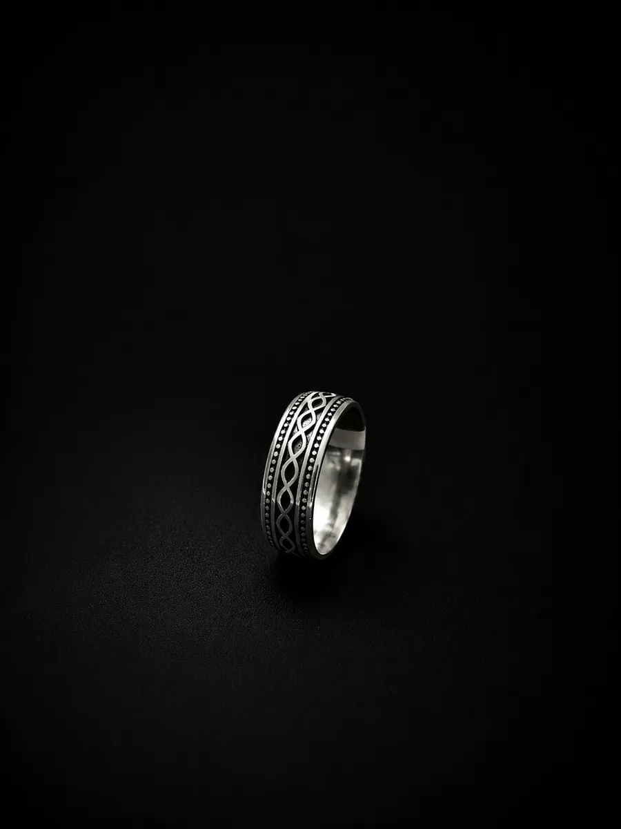 Oxidised Infinity Wave Band Ring