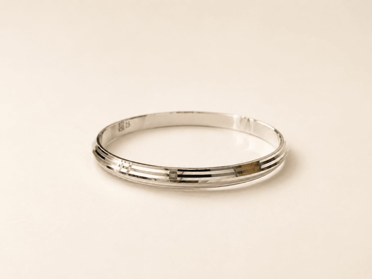 Triple Groove Plain 925 Silver Punjabi Kada