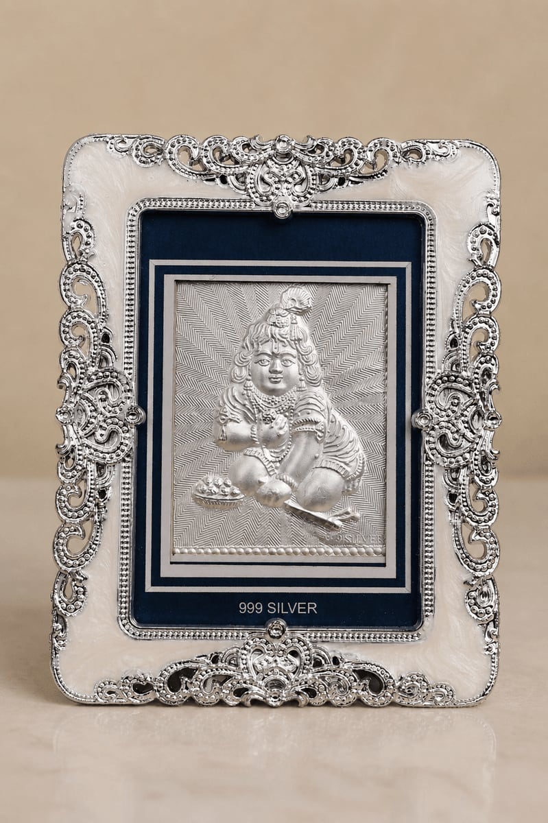Laddu Gopal Silver & White Frame