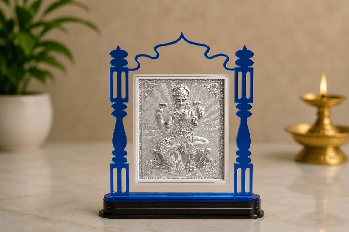 Laxmi Ji Blue Acrylic Cutout Stand