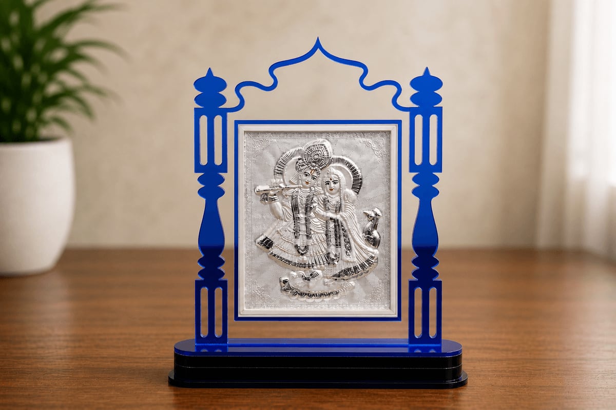 Radhe Krishna Blue Acrylic Cutout Stand