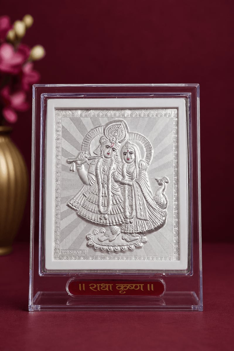 Radhe Krishna Clear Acrylic Block Stand