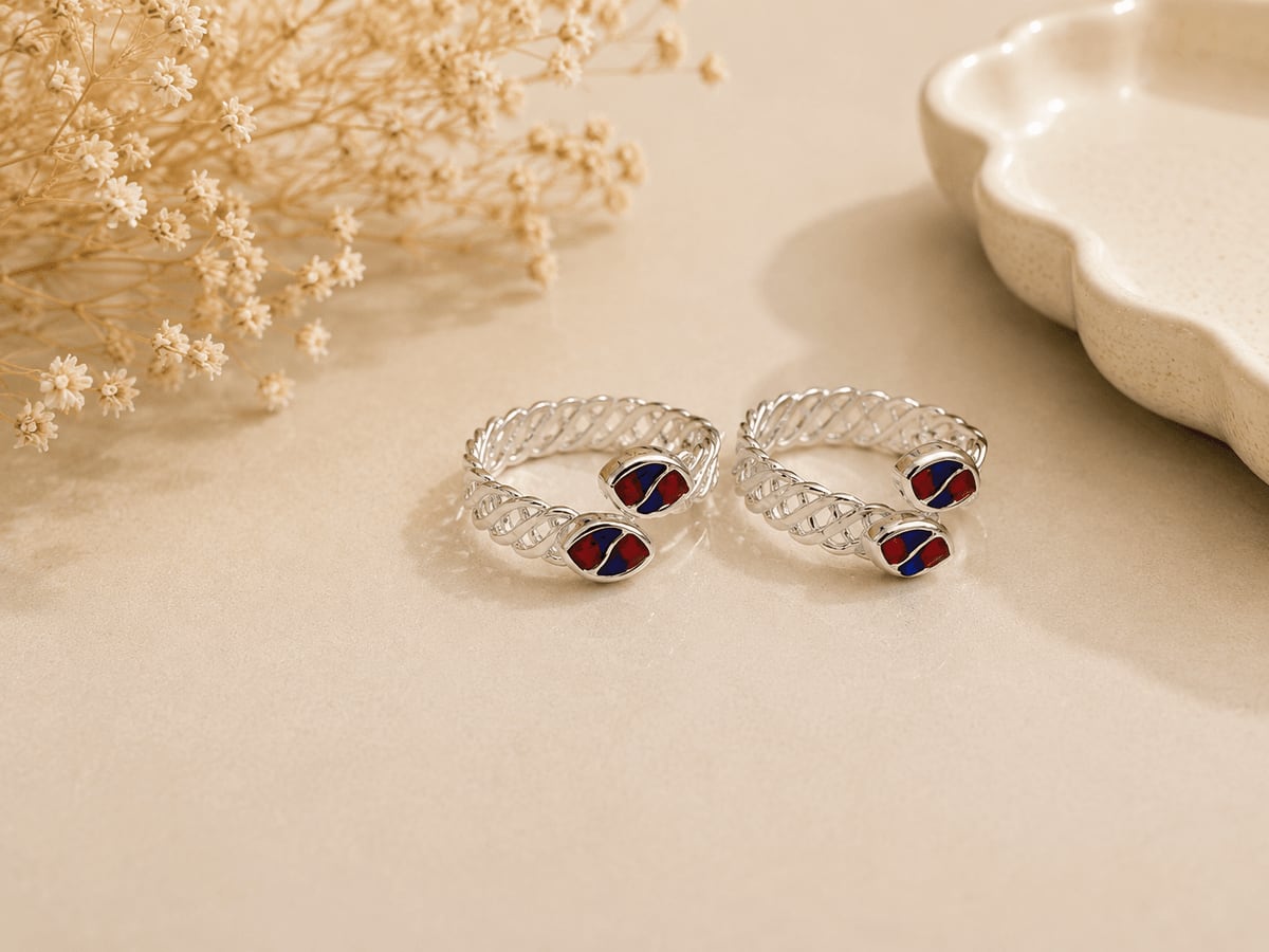 Braided Band Crimson Cobalt Enamel Bichhiya