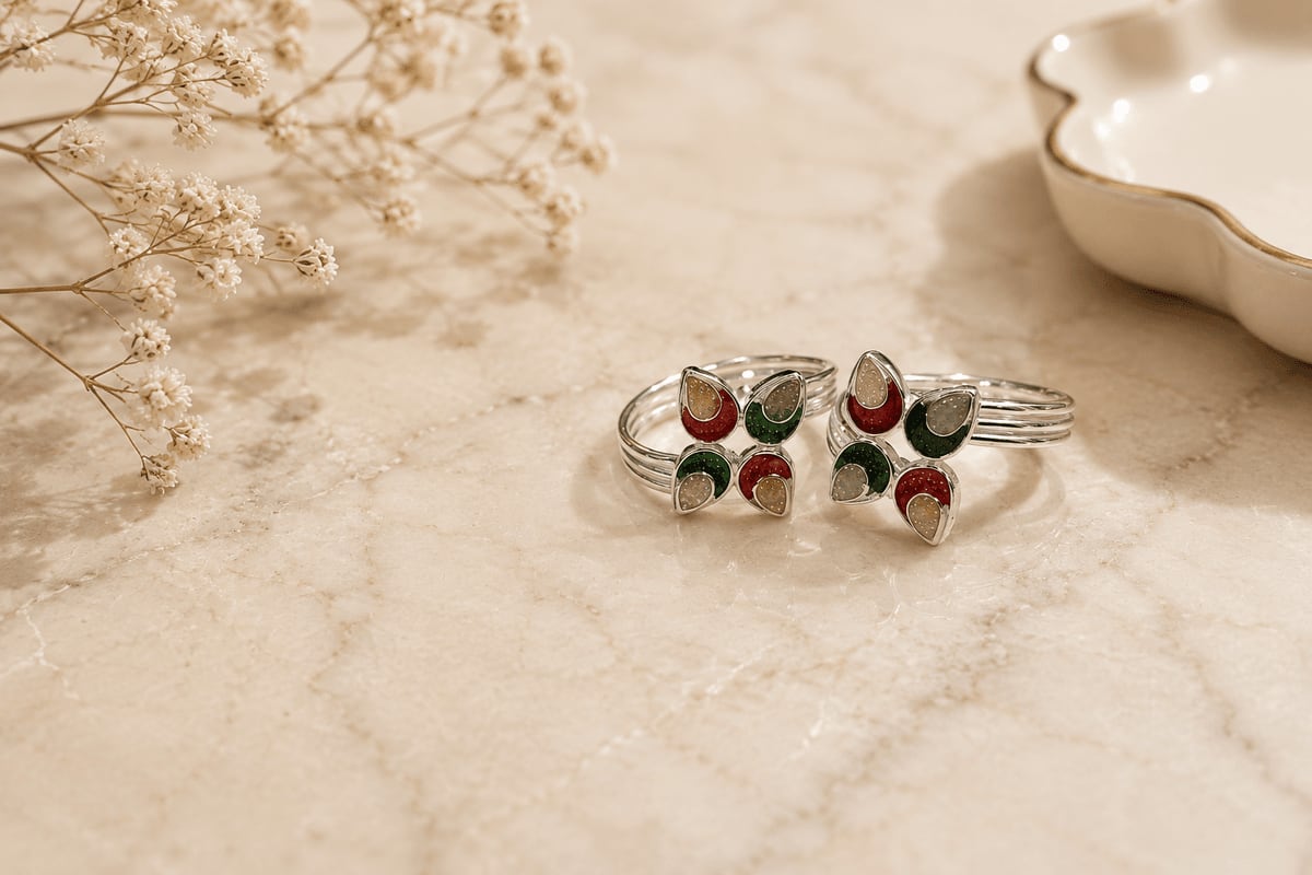 Multicolour Meenakari Four-Petal Cluster Bichhiya