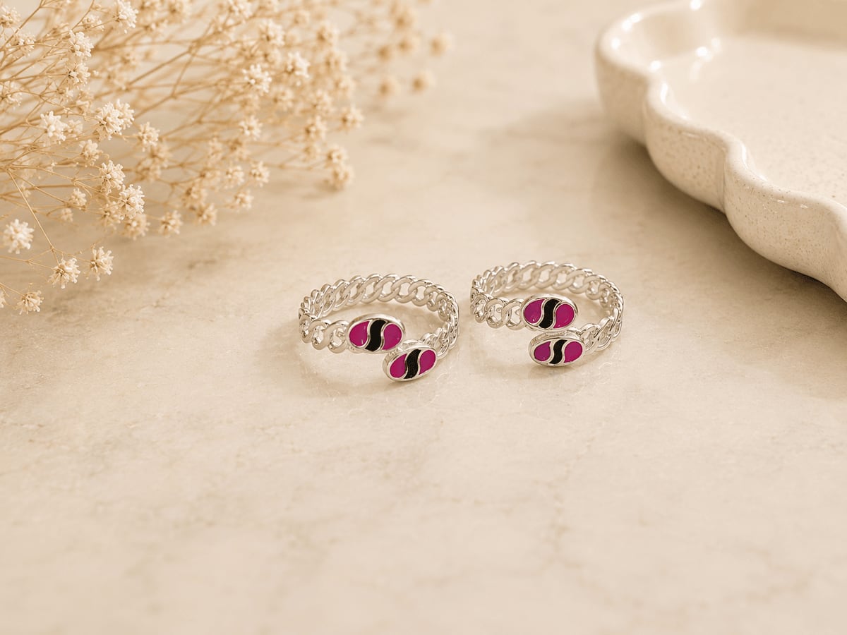 Braided Twist Pink Black Half-Moon Bichhiya