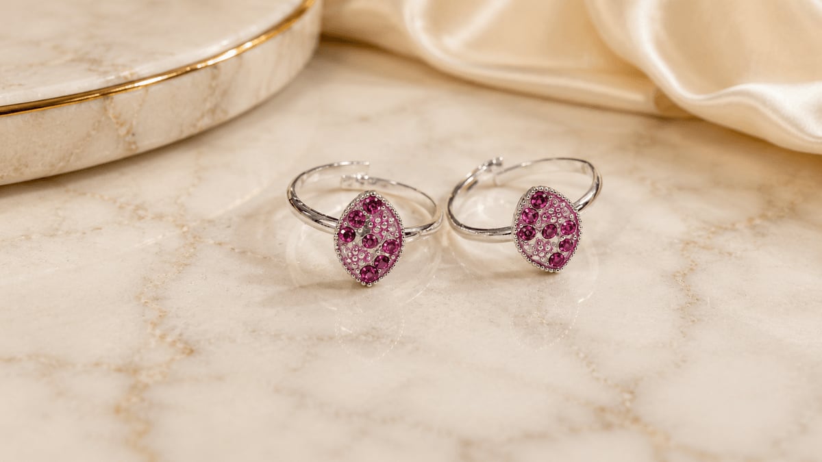 Pink CZ Pavé Oval Cluster Bichhiya