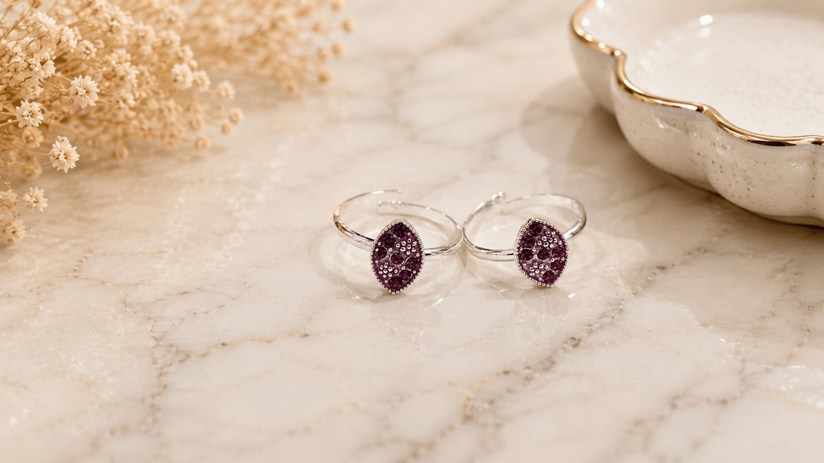 Purple CZ Pavé Oval Disc Bichhiya