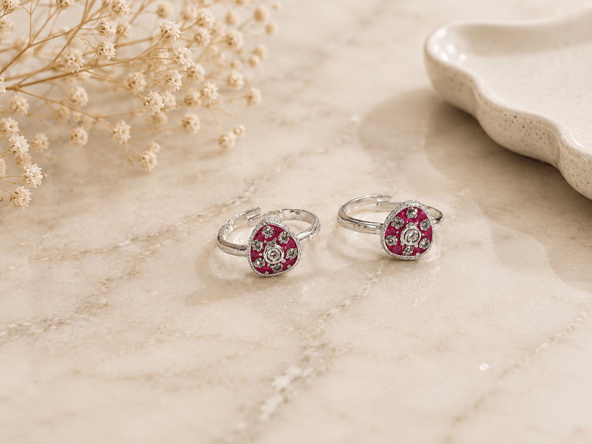 Round Pink CZ Cluster Cushion Bichhiya