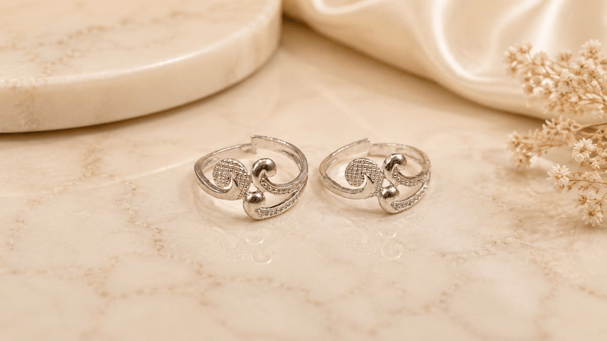 CZ Swirl Twin Hearts Silver Bichhiya