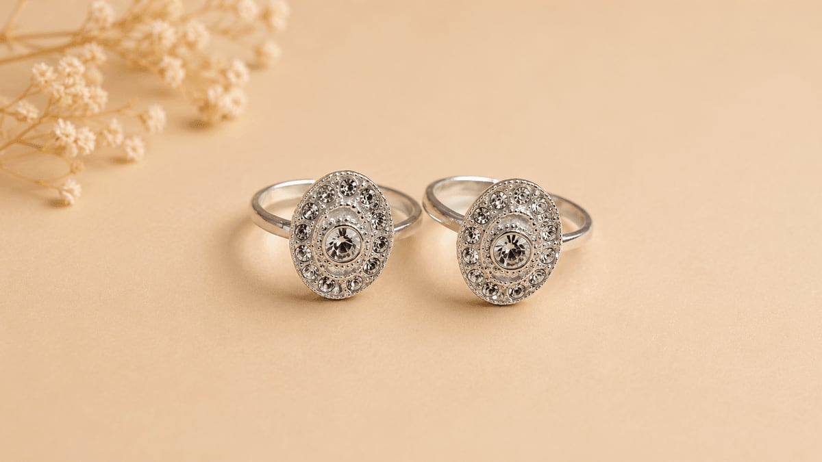 Oval CZ Pavé Double Halo Bichhiya