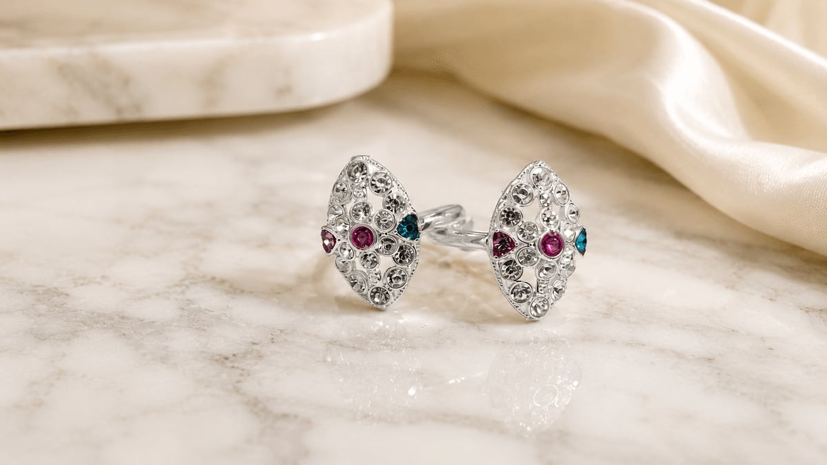Marquise CZ Cluster Pink Teal Bichhiya