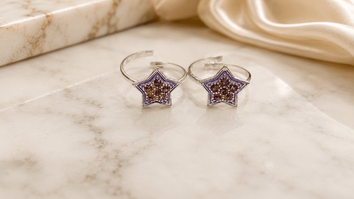 CZ Star Burst Purple Garnet Enamel Bichhiya