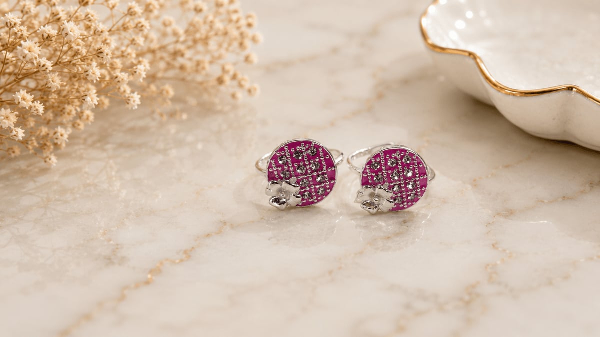 Ruby Pink CZ Pavé Disc Cluster Bichhiya