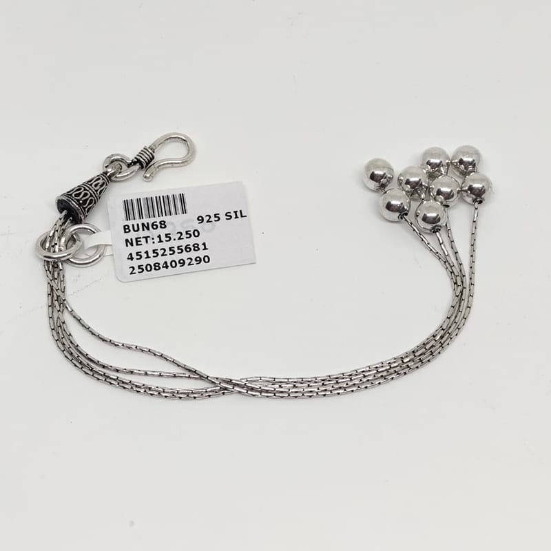 BUN68 Silver Ball Cluster Bunch Bracelet