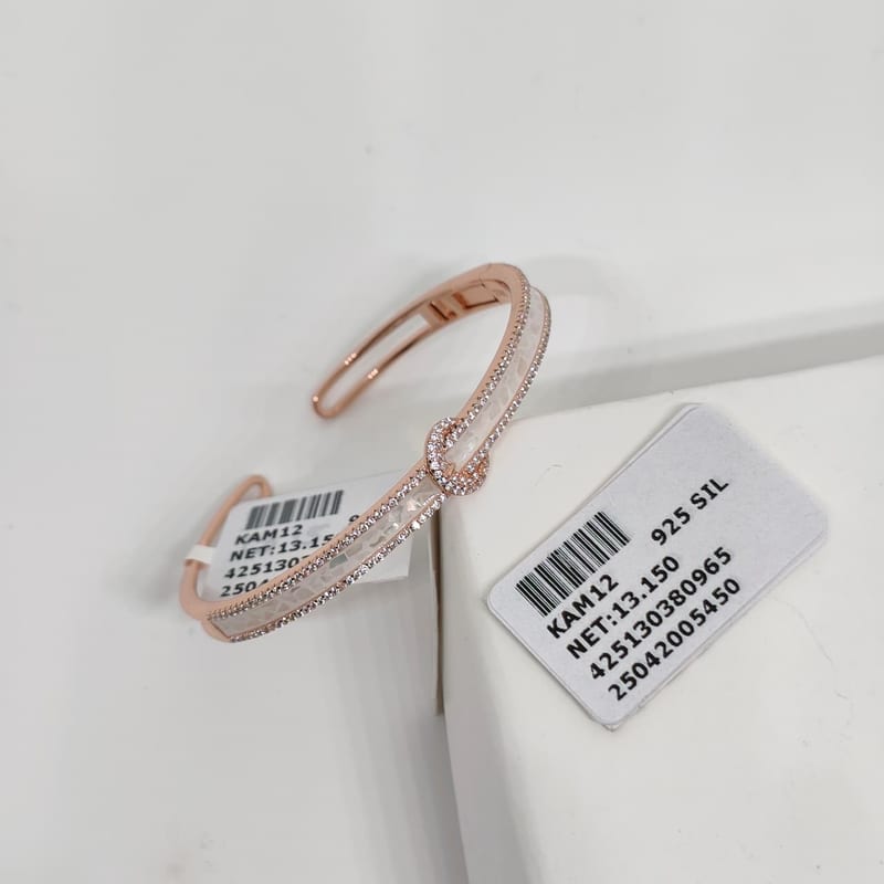 KAM12 Rose Gold CZ Infinity Knot Open Bangle