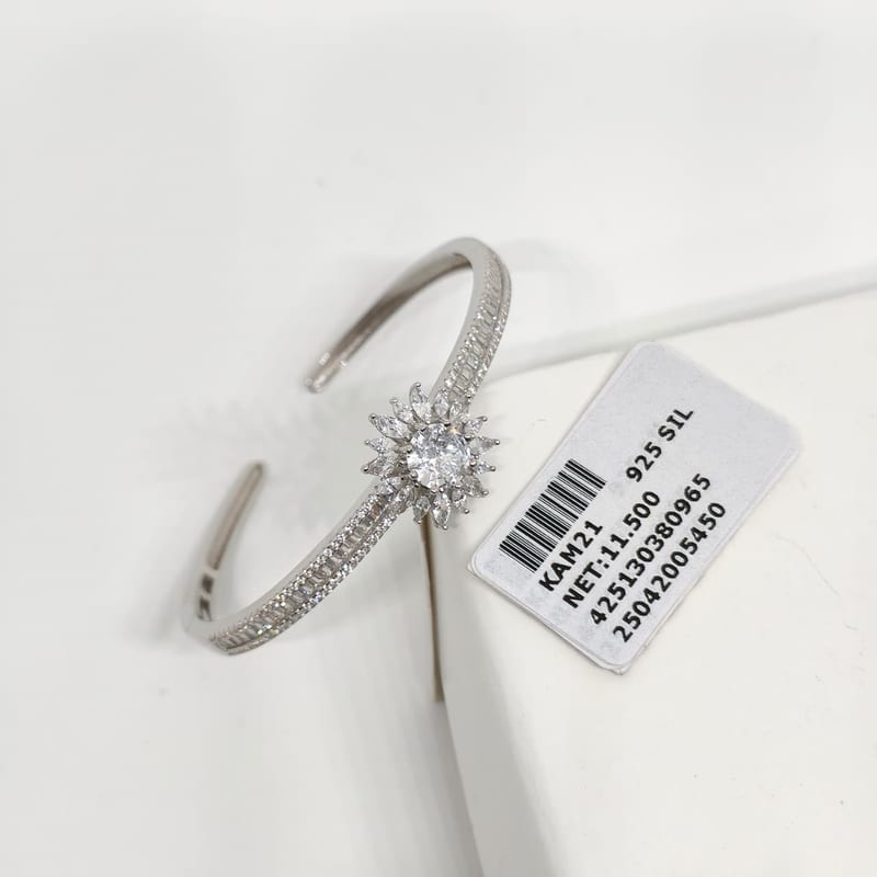 KAM21 CZ Starburst Floral Open Bangle