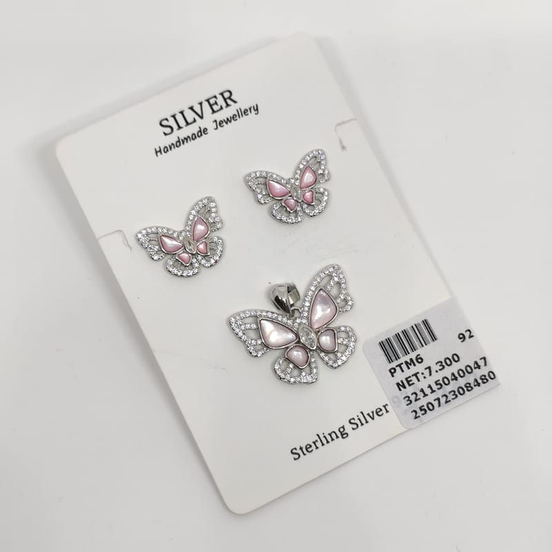 PTM6 Pink MOP Butterfly Pendant Set (Alt View)