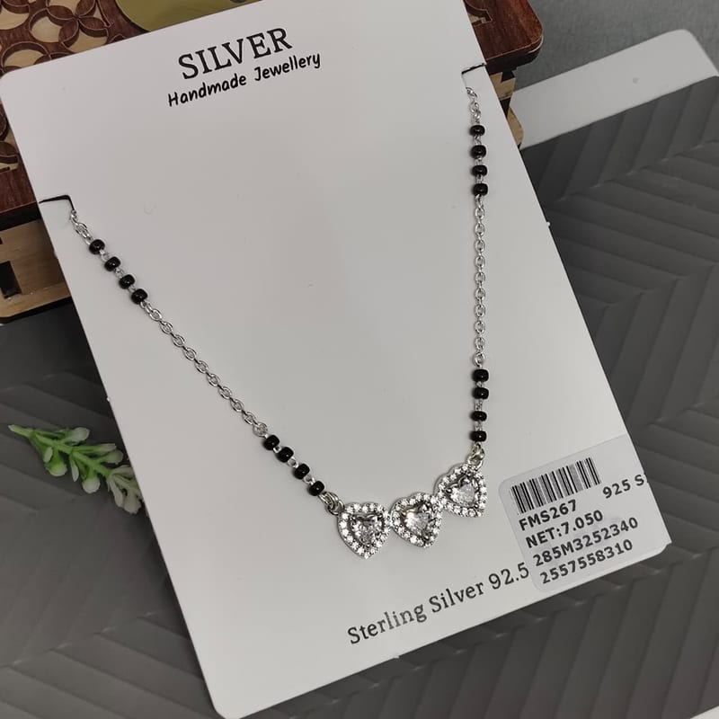FMS267 Triple CZ Heart Mangalsutra