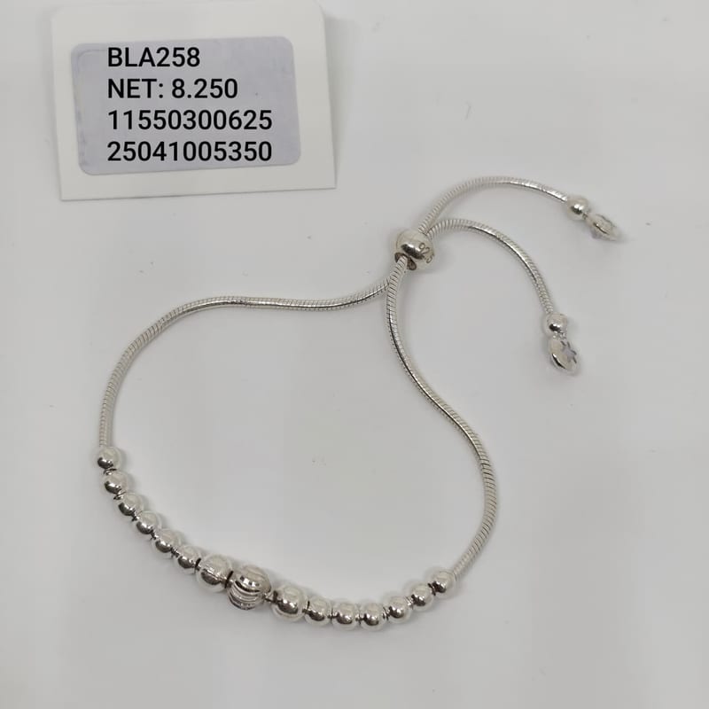 BLA258 Silver Ball Adjustable Snake Chain Bracelet