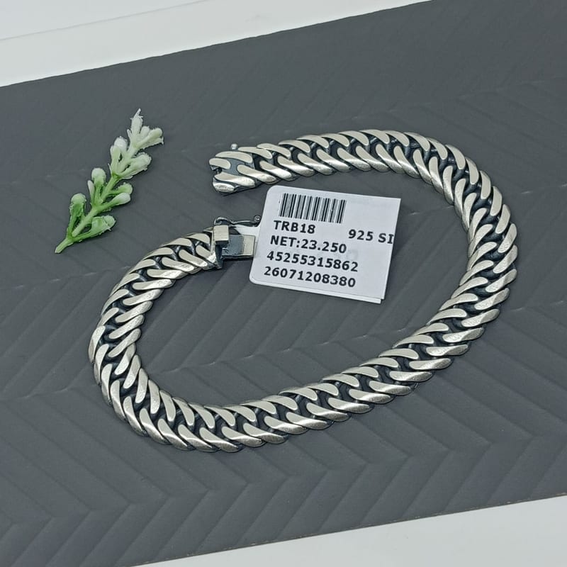 TRB18 Oxidised Heavy Cuban Link Men's Bracelet