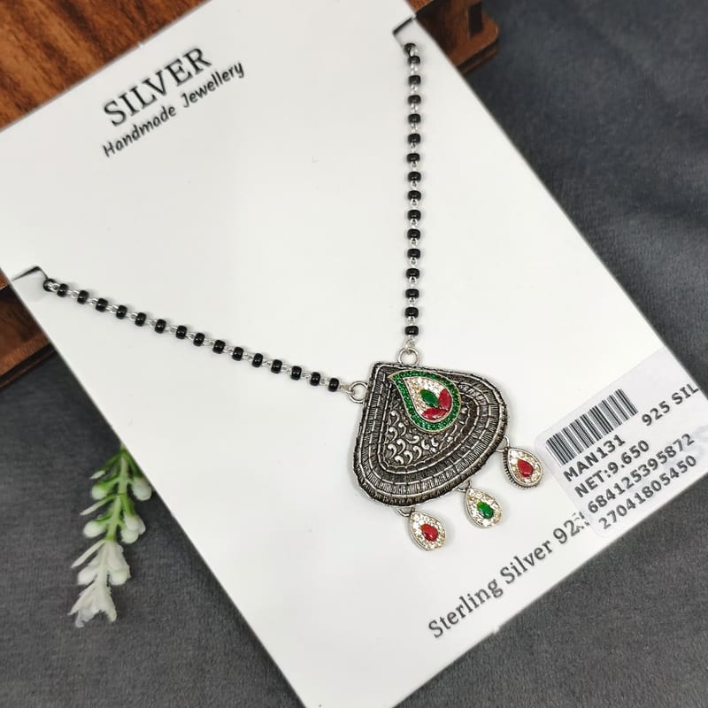 MAN131 Oxidised Paisley Meenakari Mangalsutra