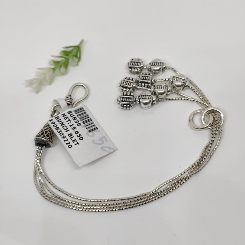 BUN38 Ridged Drum Bead Bunch Bracelet