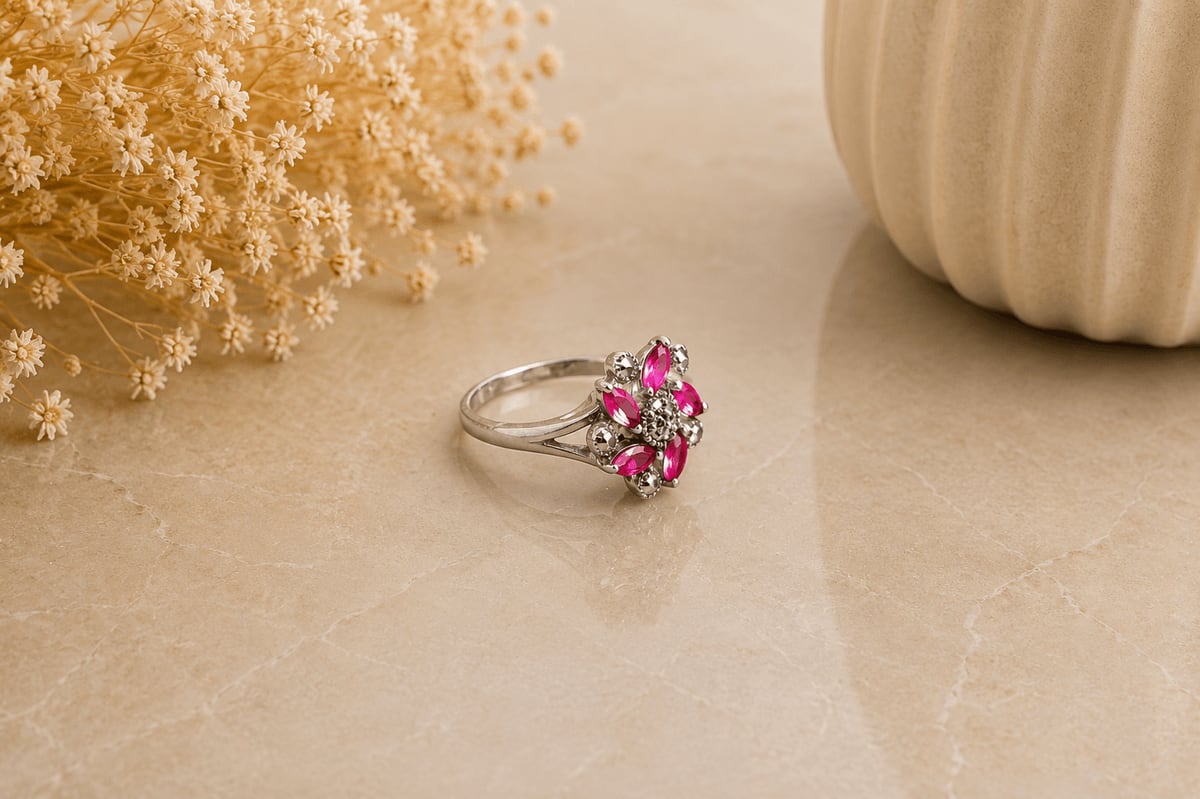 Ruby Marquise Flower Cluster Ring